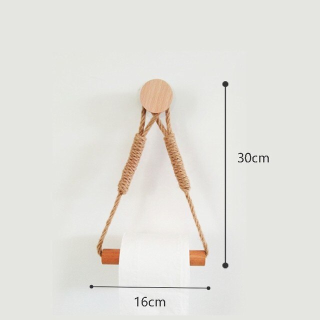 Support en papier hygiénique en bois animal nordique avec corde en chanvre
