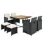 TOPMAX Patio All-Weather PE Wicker Dining Table Set with Wood Tabletop for 8, Black Rattan+Beige Cushion (9-Piece) - Korvel