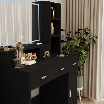 Smart mirror dressing table with drawers and storage cabinets - Korvel