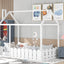 Cama de Madera en Forma de Casa para Niños de Tamaño Individual - Blanca