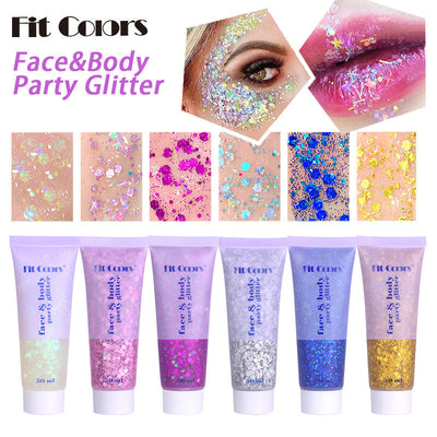 Fit Colors Sequin Gel Mermaid Scale Face Body Lip Sequin Eye Shadow Bright Polarized Stage Makeup - Korvel
