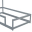 Lit simple taille jumeau en bois gris avec tête de lit en forme de maison