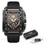 Lige New Men's Watch Square Multifunction Chronograph 30M Waterproof Watch - Korvel