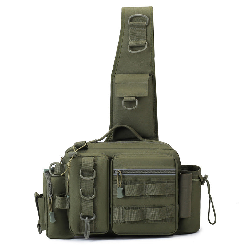 Men's Fishing Backpack: Equipped with bait box, equipment storage bag, pole holder, sling & shoulder bag design. - Korvel