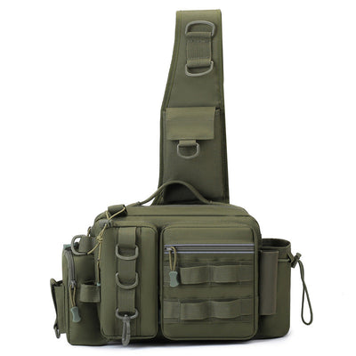 Men's Fishing Backpack: Equipped with bait box, equipment storage bag, pole holder, sling & shoulder bag design. - Korvel