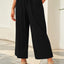 Drawstring Paperbag Waist Wide Leg Pants - Korvel