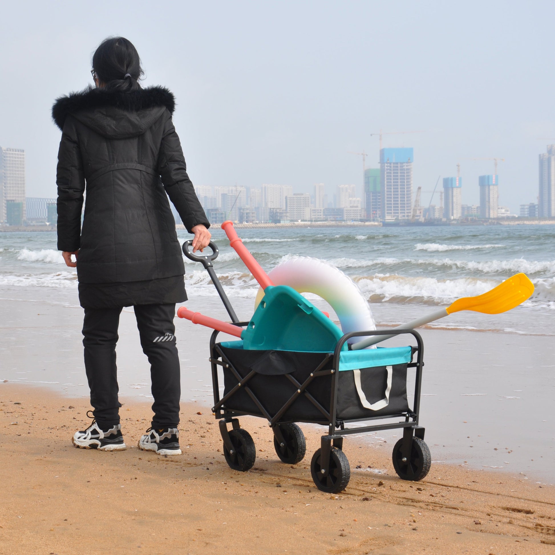 Folding Wagon Garden Shopping Beach Cart - Korvel