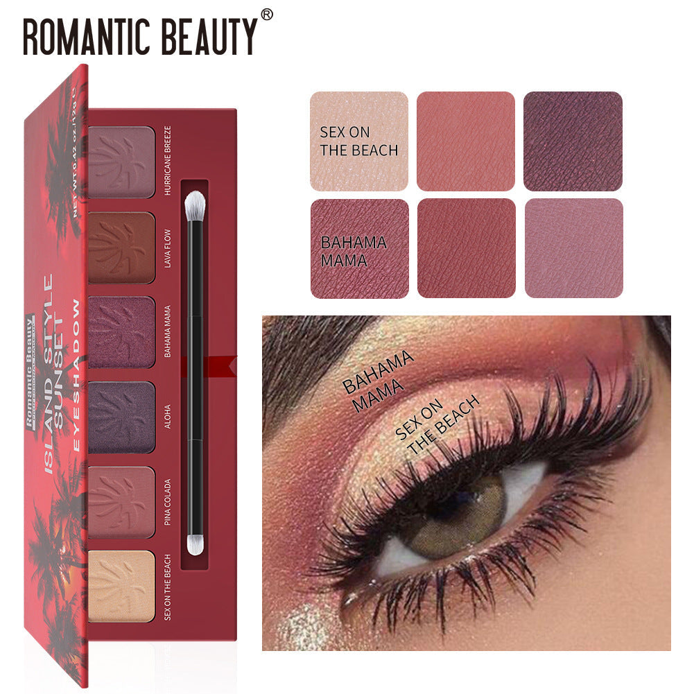 Paleta de Sombra de Ojos Mate Perlescente de 6 Colores de Romantic Beauty