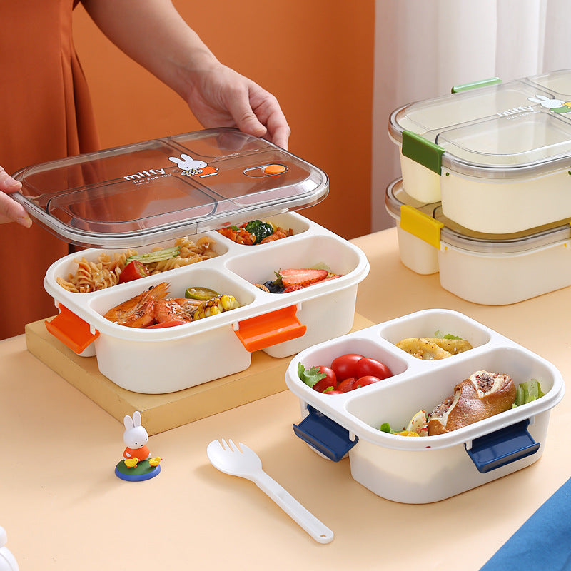 Fashion cartoon cute four-grid microwaveable lunch box bento box lunch box - Korvel