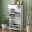 ONTREND with 2 flip drawers, top shoe cabinet with drawers, independent shoe rack with adjustable panel, white - Korvel
