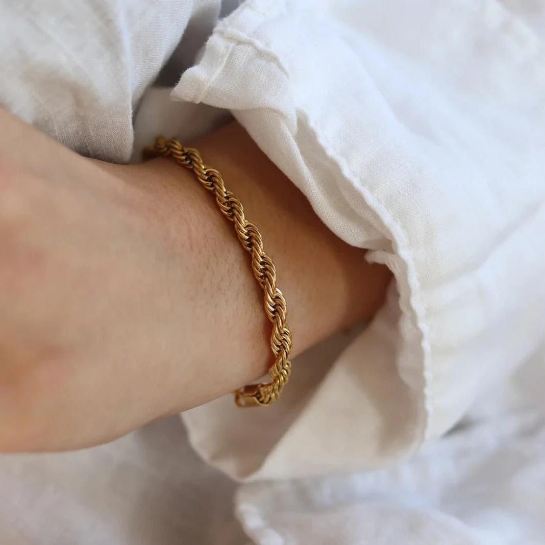 Hip hop gold Fried Dough Twists chain thick bracelet small jewelry chain - Korvel