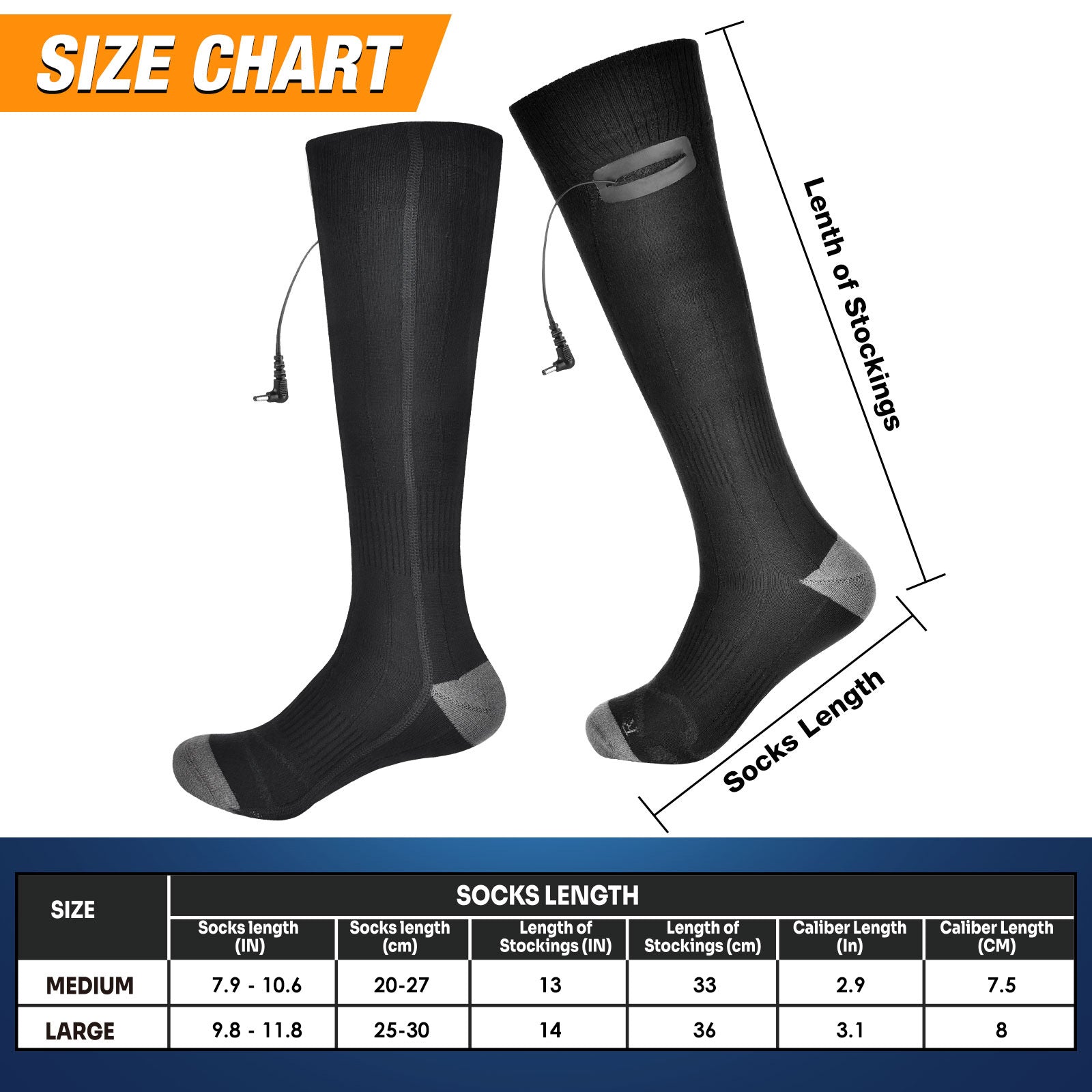 HailiCare Electric Heating Socks Rechargeable Heating Socks Adjustable Temperature Warm Long Tube Electric Heating Socks - Korvel