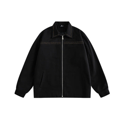 Jacket rivet lapel zipper jacket for men - Korvel