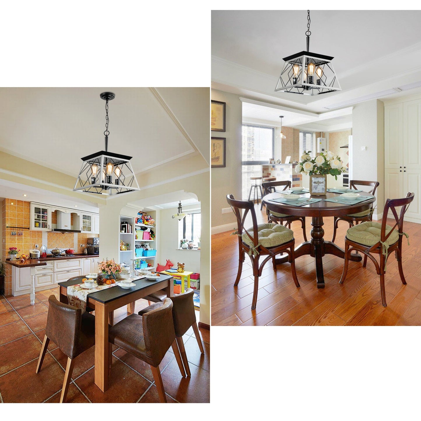 Chandelier de ferme à 4 lumières pour salle à manger (Ampoules non incluses)