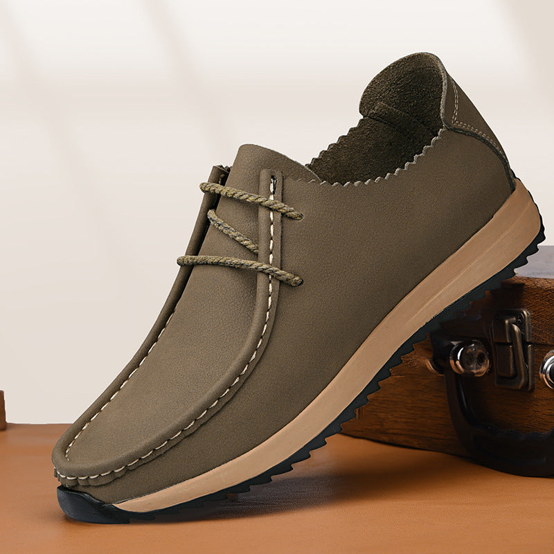 Baskets en cuir rétro à lacets pour hommes