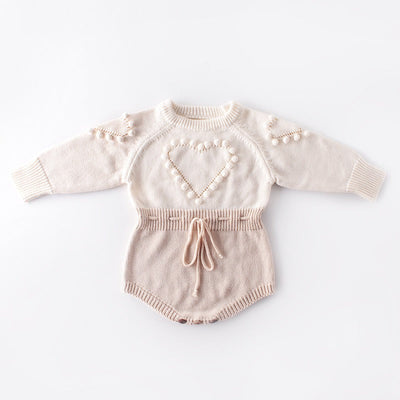 Baby handmade love sweater, knitted sweater, long sleeved jumpsuit, bag, buttocks, sweatshirt, crawling suit - Korvel