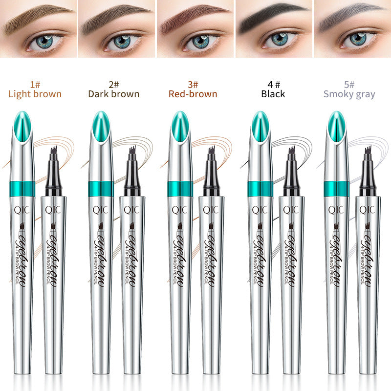 Imitation wild eyebrow waterproof and non smudging four claw forked liquid eyebrow pencil - Korvel