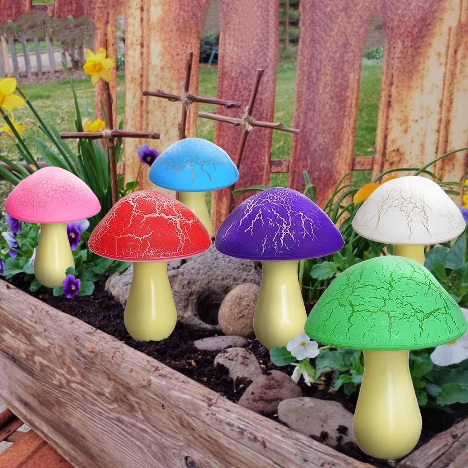 Solar mushroom light lawn LED ground plug light string outdoor waterproof one to eight plant decorative light - Korvel