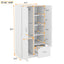 Wooden Wardrobe with Double Doors, Armoire with Hanging Rod, 5 Fixed Shelves, One Storage Drawer,White - Korvel