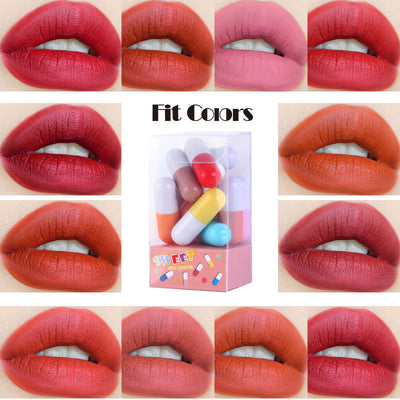 Fit Colors 12 Colors Mini Pill Matte Lipstick Velvet Matte Portable Pill Capsule Lipstick - Korvel