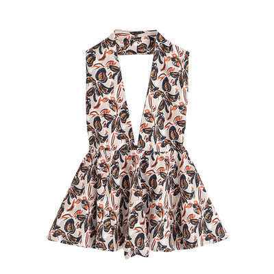 Elegant Strapless Top with Floral Print and Wide-Leg Pants Set - Korvel