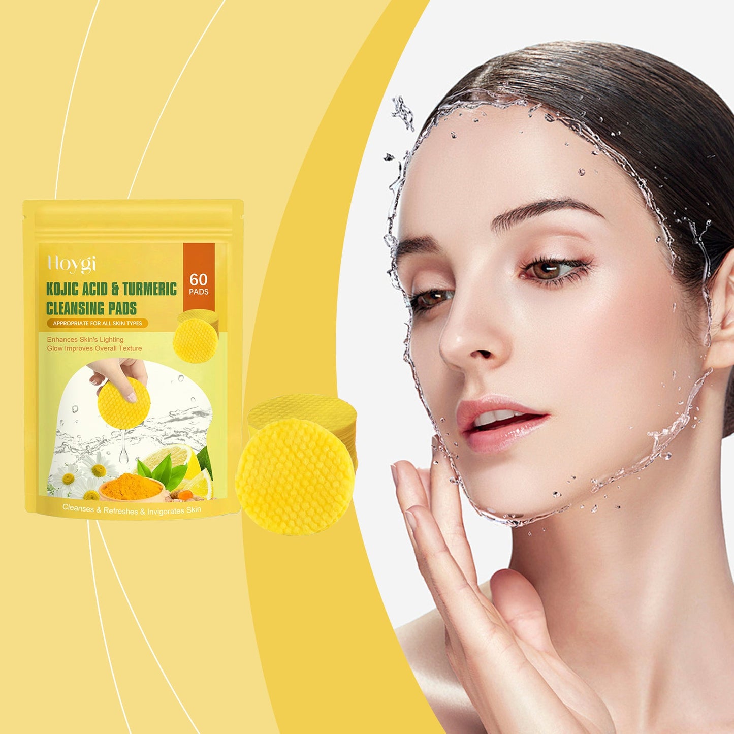 Tampons de nettoyage à l'acide de curcuma pour un nettoyage doux du visage