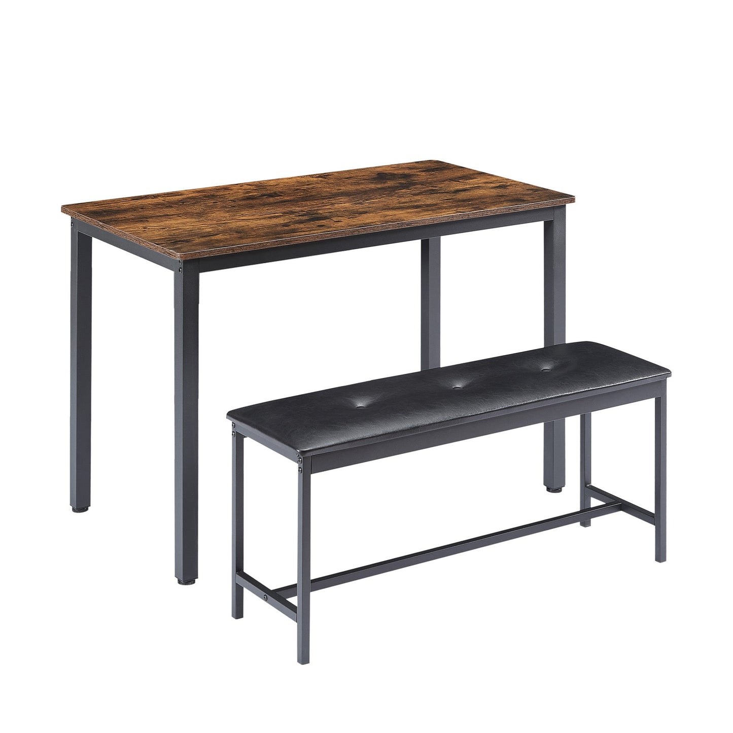 Dining Table Set Barstool Dining Table (with 2 PU Upholstered Benches) Industrial Style Dining Table and Chairs - Korvel