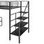 Twin Size Metal Loft Bed with Bench and Storage Staircase  Black - Korvel