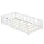 Twin Size Bed Floor Bed with Safety Guardrails and Door for Kids, White - Korvel