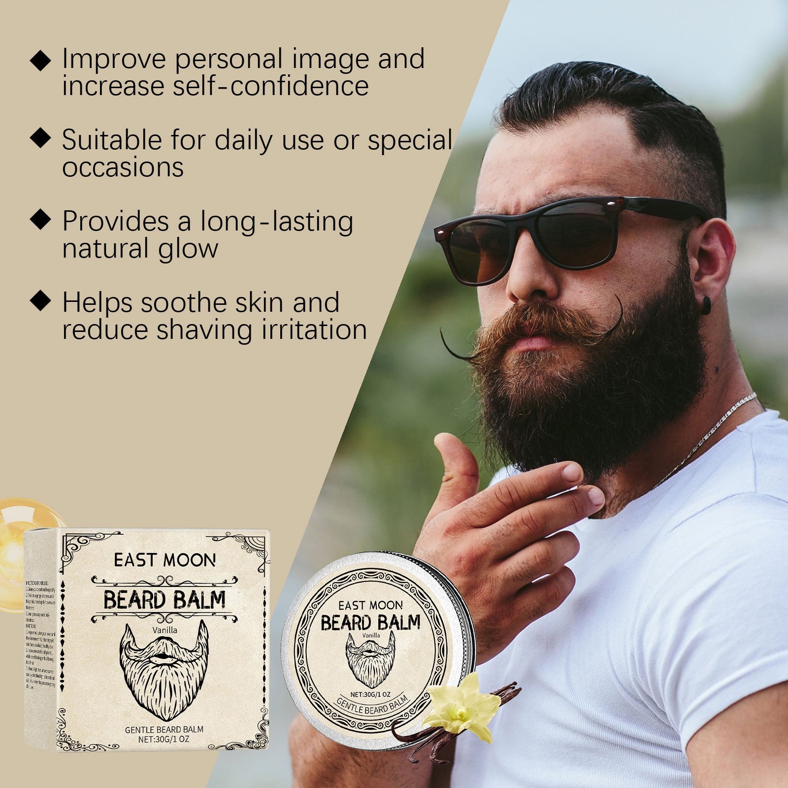 Vanilla Beard Care Wax Natural Vanilla Fragrance Gently Nourishes Beard Hair Beard - Korvel