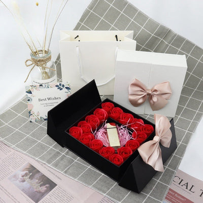 Double door 16 roses eternal flower gift box holiday necklace ring bracelet Valentine's Day jewelry packaging box - Korvel