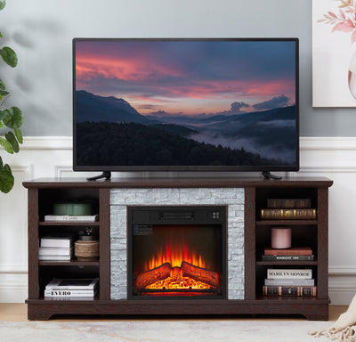 Cherry Colored 18" Fireplace Entertainment Console