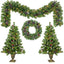 Christmas Tree Artificial Christmas 4-piece Set, including flower wreath, flower wreath, and 2 entrance trees, with LED lights - Korvel
