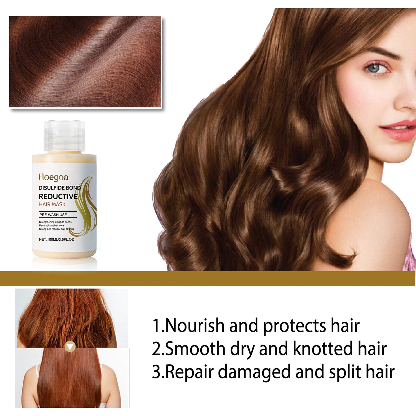 Disulfide Bond Reductive Hair Mask, Repair Dry Hair And Frizzy Hair Damaged Strong Supple Hair Mask - Korvel
