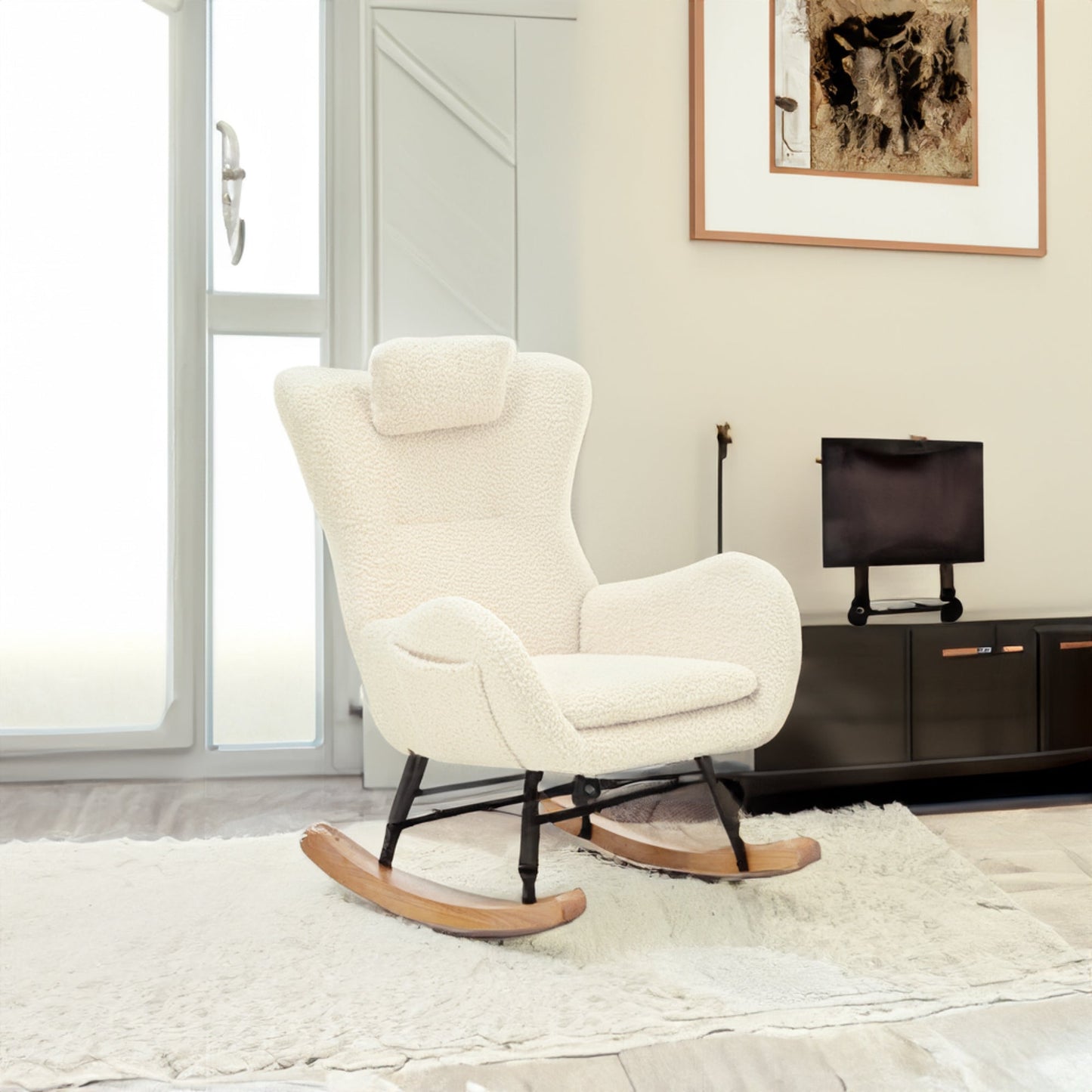 Chaise Berçante Premium en Tissu Cachemire