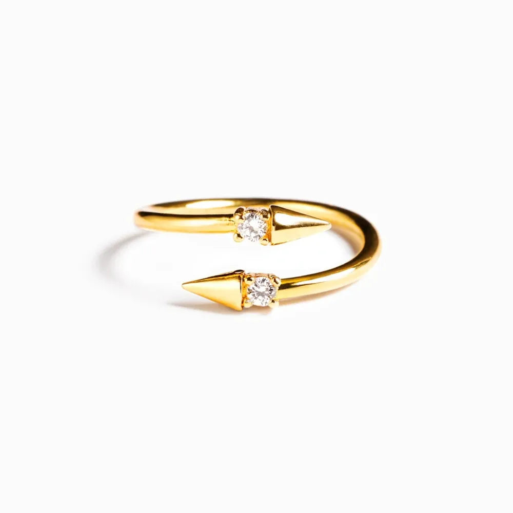 925 Sterling Silver Inlaid Zircon Bypass Ring - Korvel