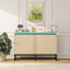 Engraved 3-door side panel with LED, self-service cabinet storage cabinet, modern coffee bar cabinet with adjustable shelf - Korvel