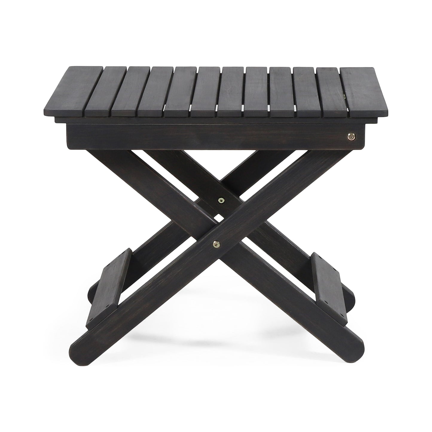 Outdoor Folding Wooden Side Table, Dark Gray, 15"D x 22.75"W x 18.25"H - Korvel