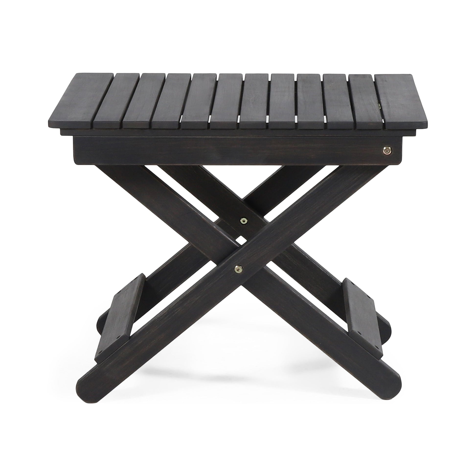 Outdoor Folding Wooden Side Table, Dark Gray, 15"D x 22.75"W x 18.25"H - Korvel