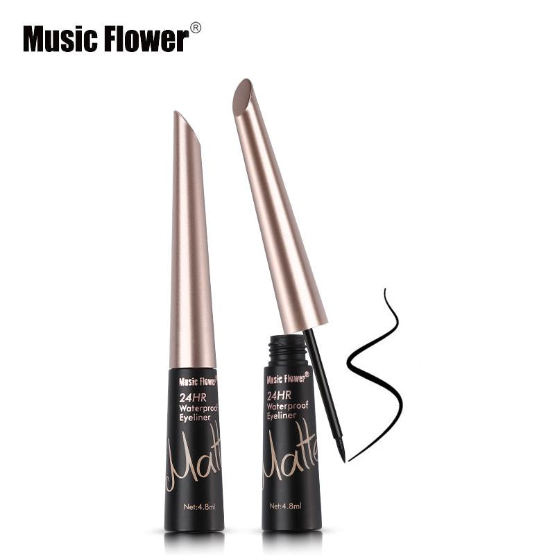 Music Flower Brand Waterproof Liqiud Eyeliner Pencil 24H Long-lasting Matte Eye Liner Delineador Black Eyelid Quick-Dry Makeup - Korvel