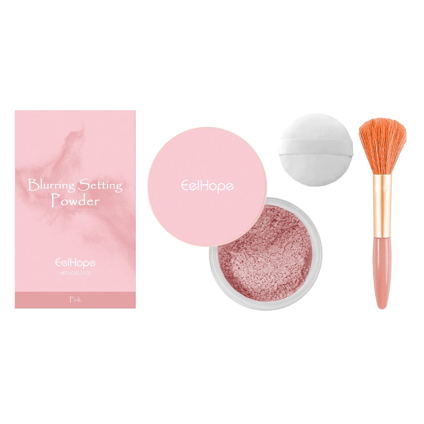 Setting powder with brush， Natural Makeup Light, Delicate Breathable Fit Dry And Wet Dual Use Powder Lasting Makeup - Korvel