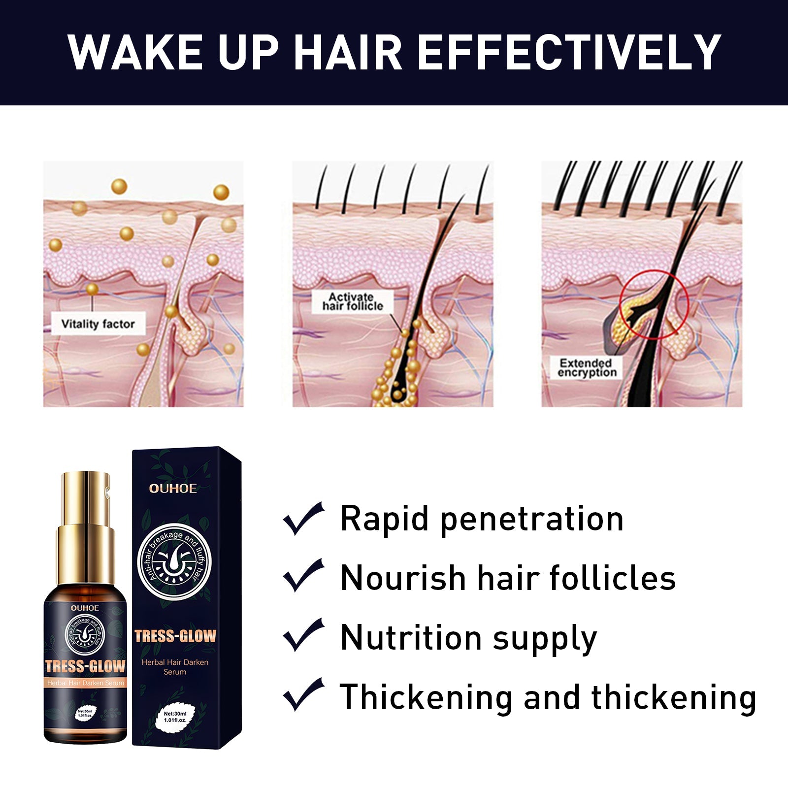 Herbal Hair Essence, Moisturizes Scalp Strong Hair Roots Thick Beard Care Essence - Korvel