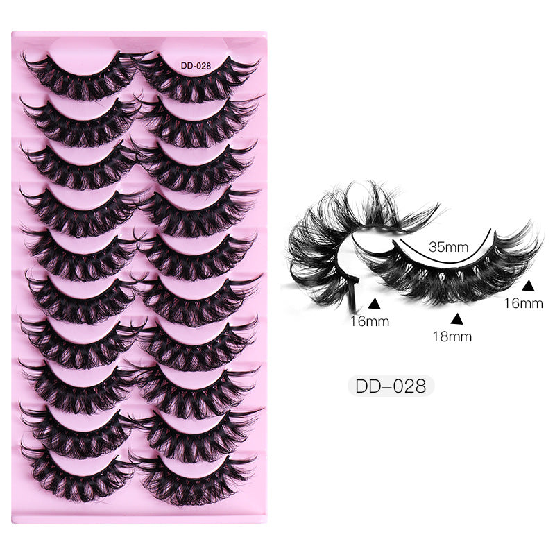 New DD Russian Large Roll Grafting Free False Eyelashes 10 Pairs Of Multi-Layer Thick Cross Mink Like Eyelashes - Korvel