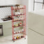 Red 6-story rolling cart gap kitchen ultra-thin sliding out storage tower shelf with wheels, 6 baskets - Korvel