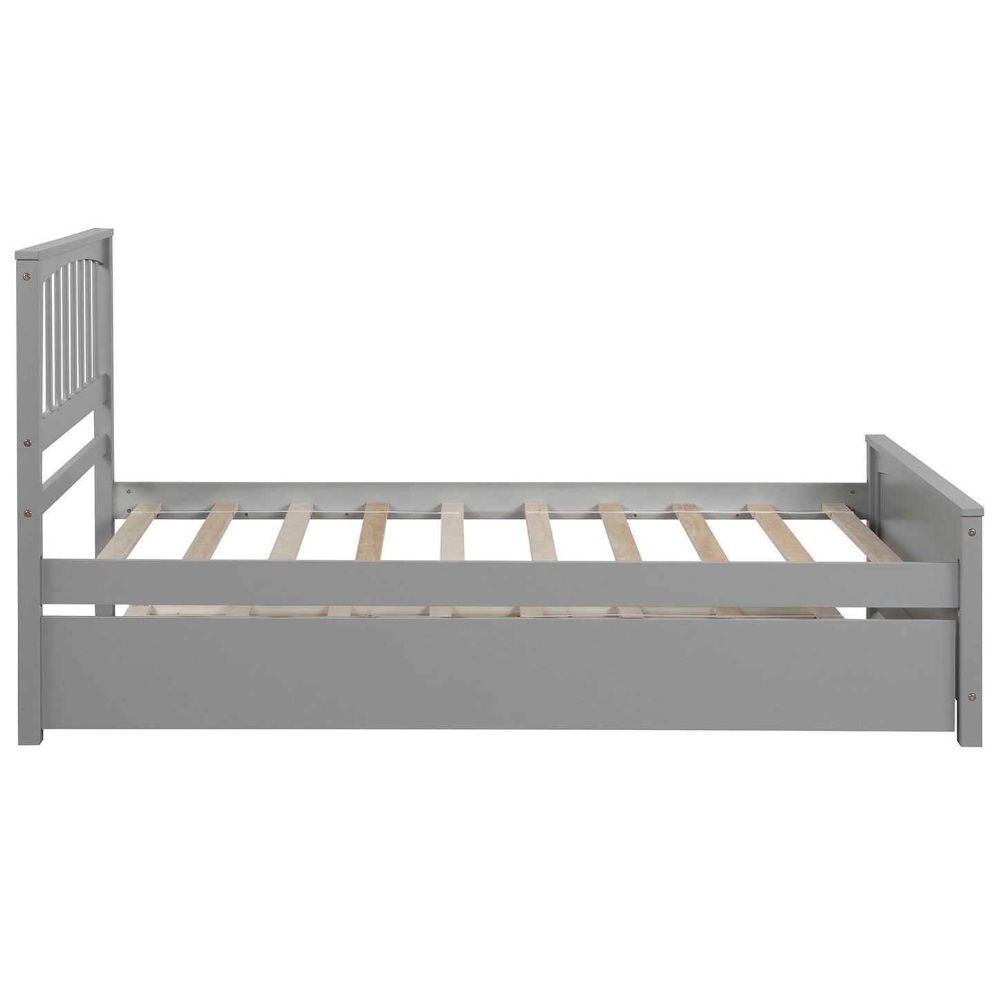 Twin size Platform Bed with Trundle Gray - Korvel