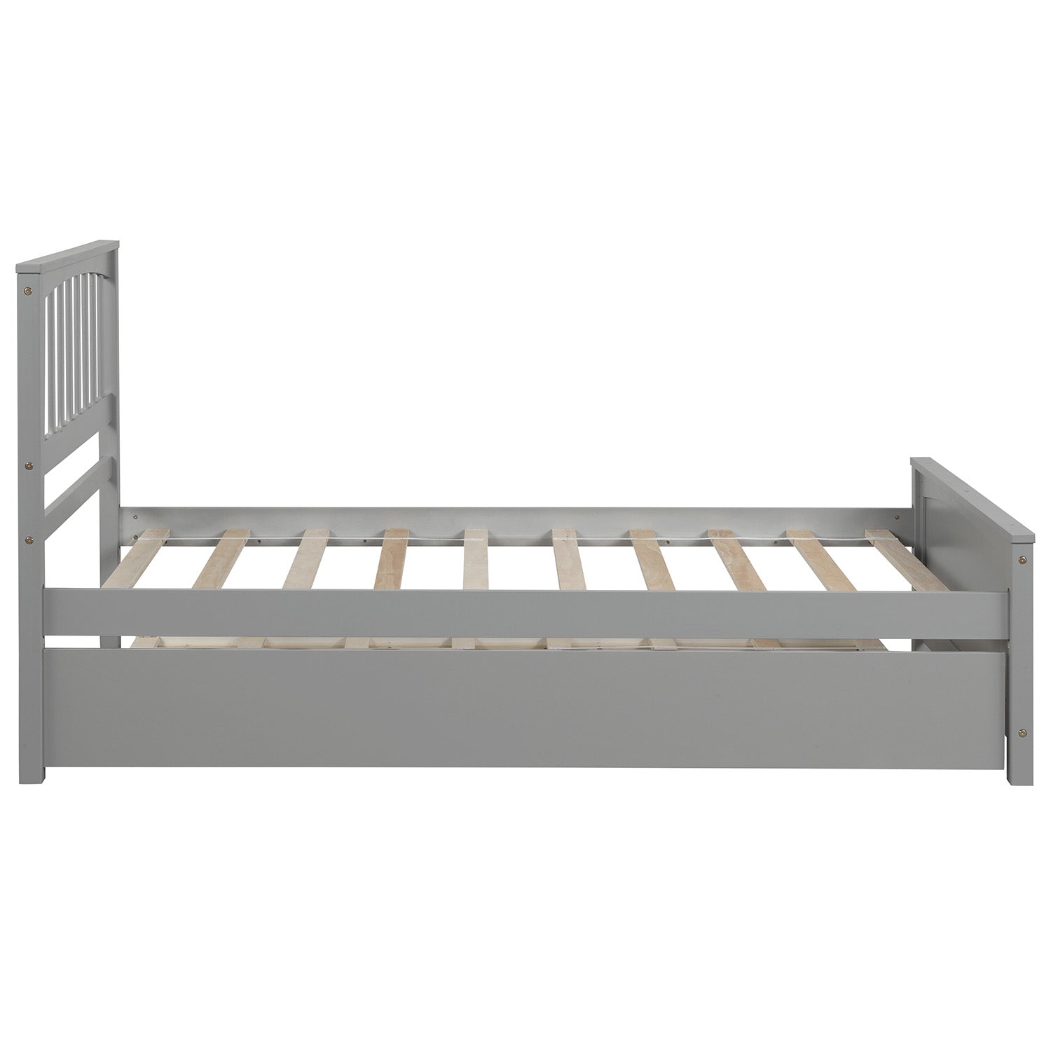Twin size Platform Bed with Trundle Gray - Korvel