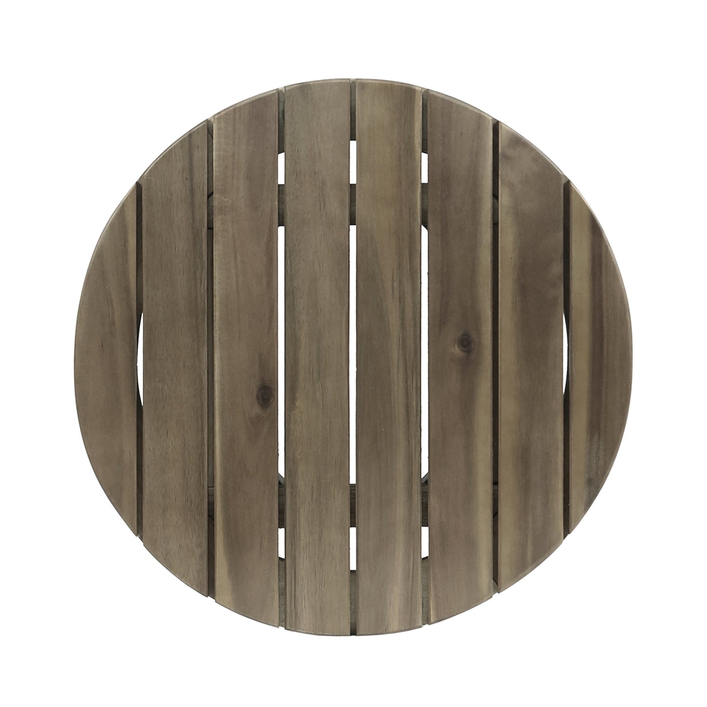 Outdoor 16" Acacia Wood Side Table, Gray Finish - Korvel