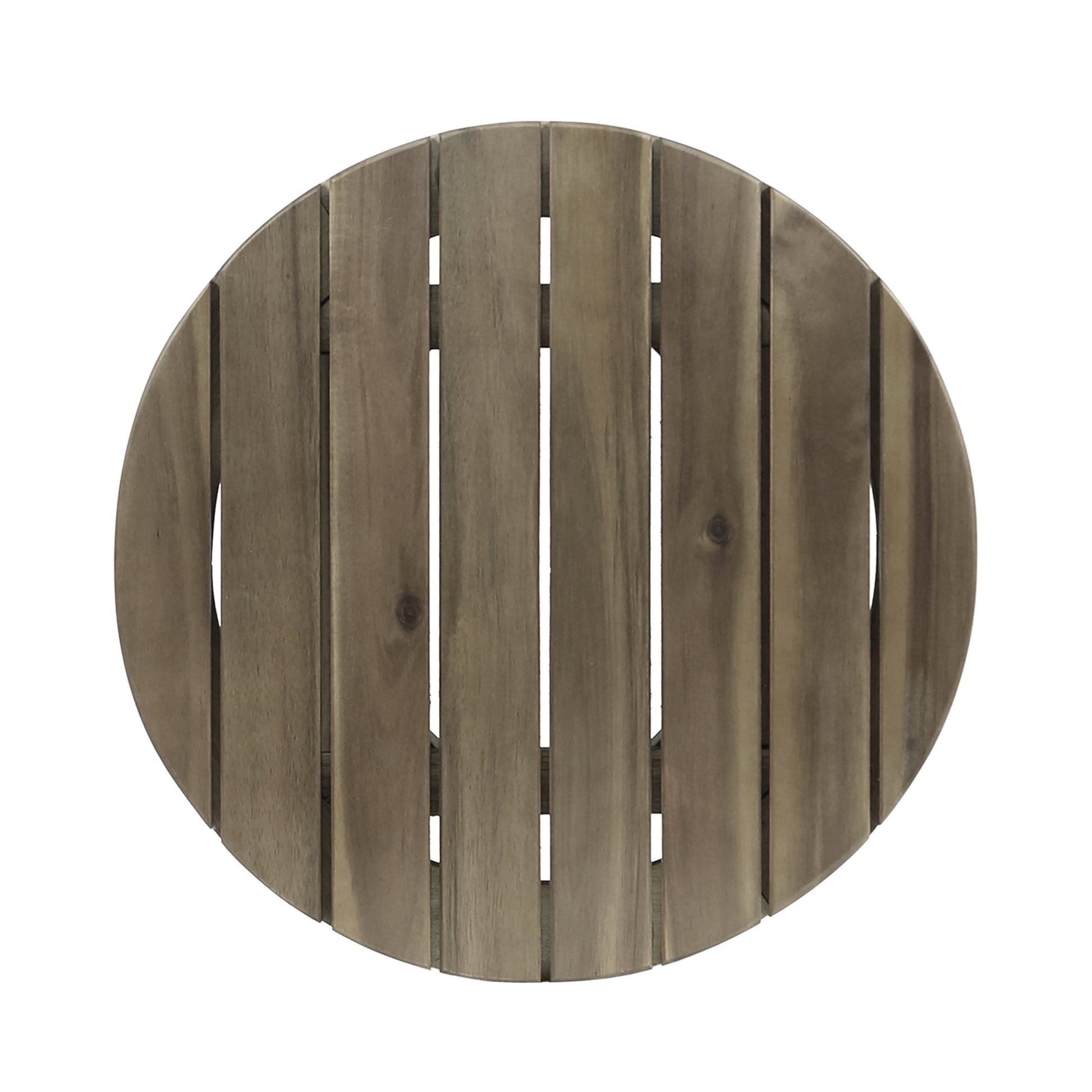 Outdoor 16" Acacia Wood Side Table, Gray Finish - Korvel
