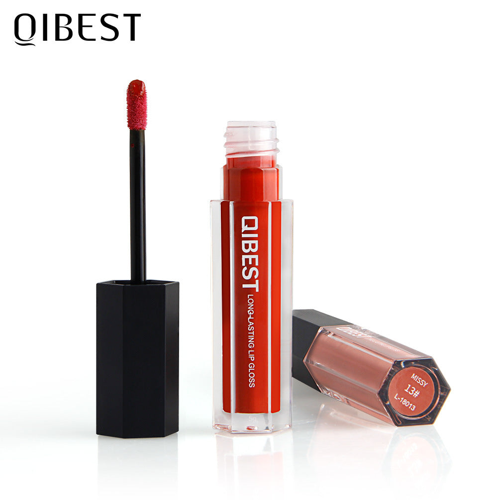 QIBEST Brillo de Labios Hexagonal - Pintalabios Líquido Mate de Larga Duración