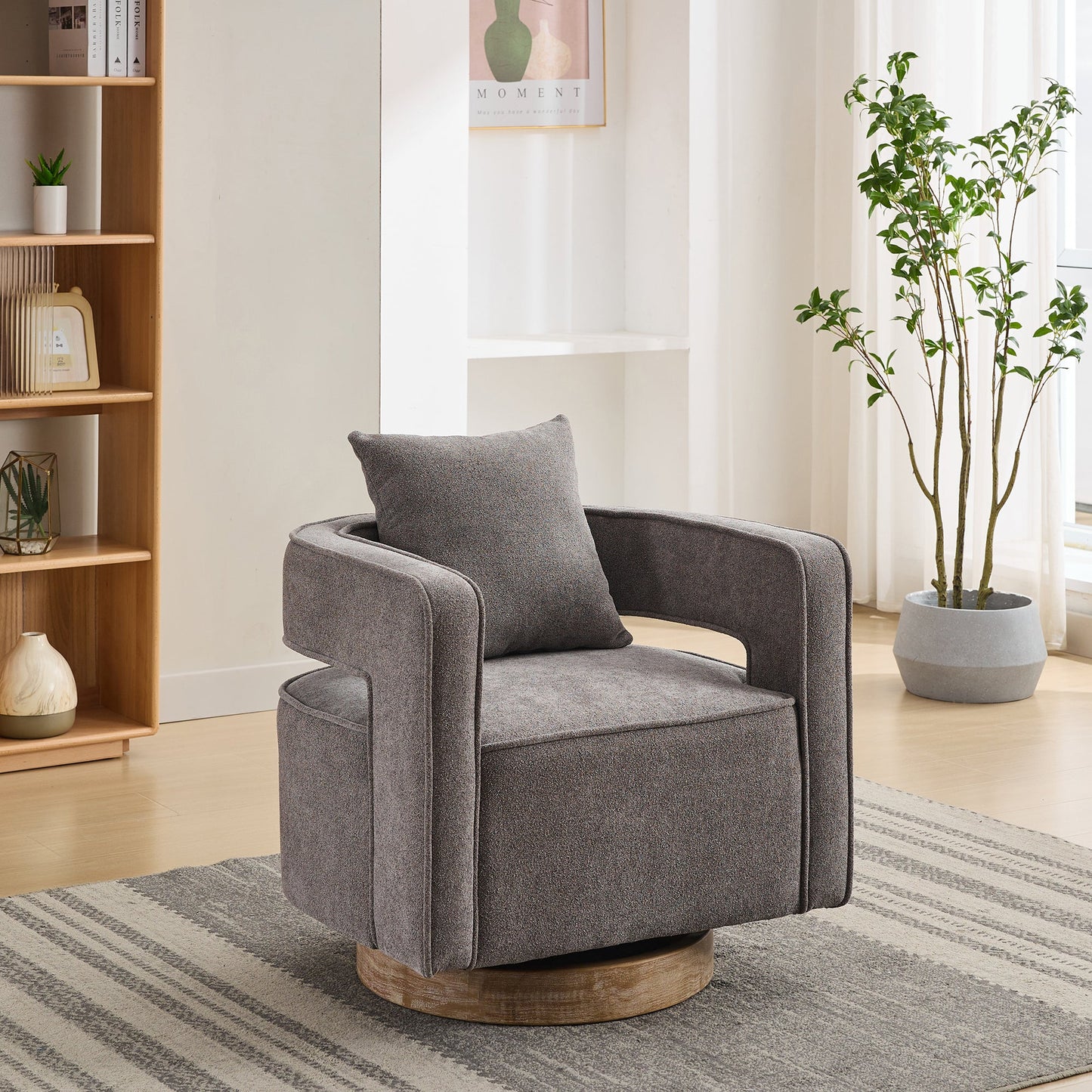 Fauteuil pivotant accent de 29,1"L - Confort moderne en charbon